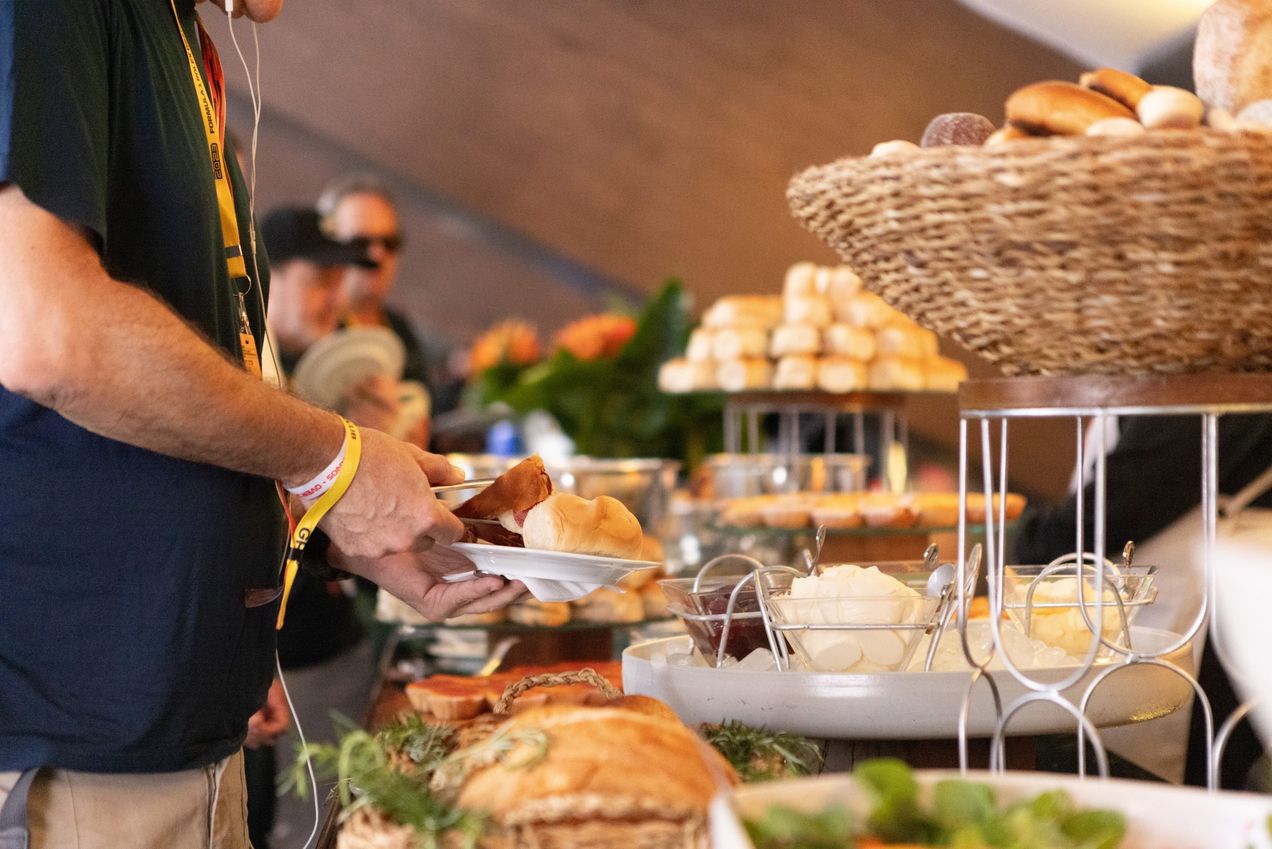 Buffet-style food served in the Pit Stop Club at the Brazilian GP