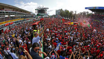 Ferrari tifosi on the track during the Italian GP Monza