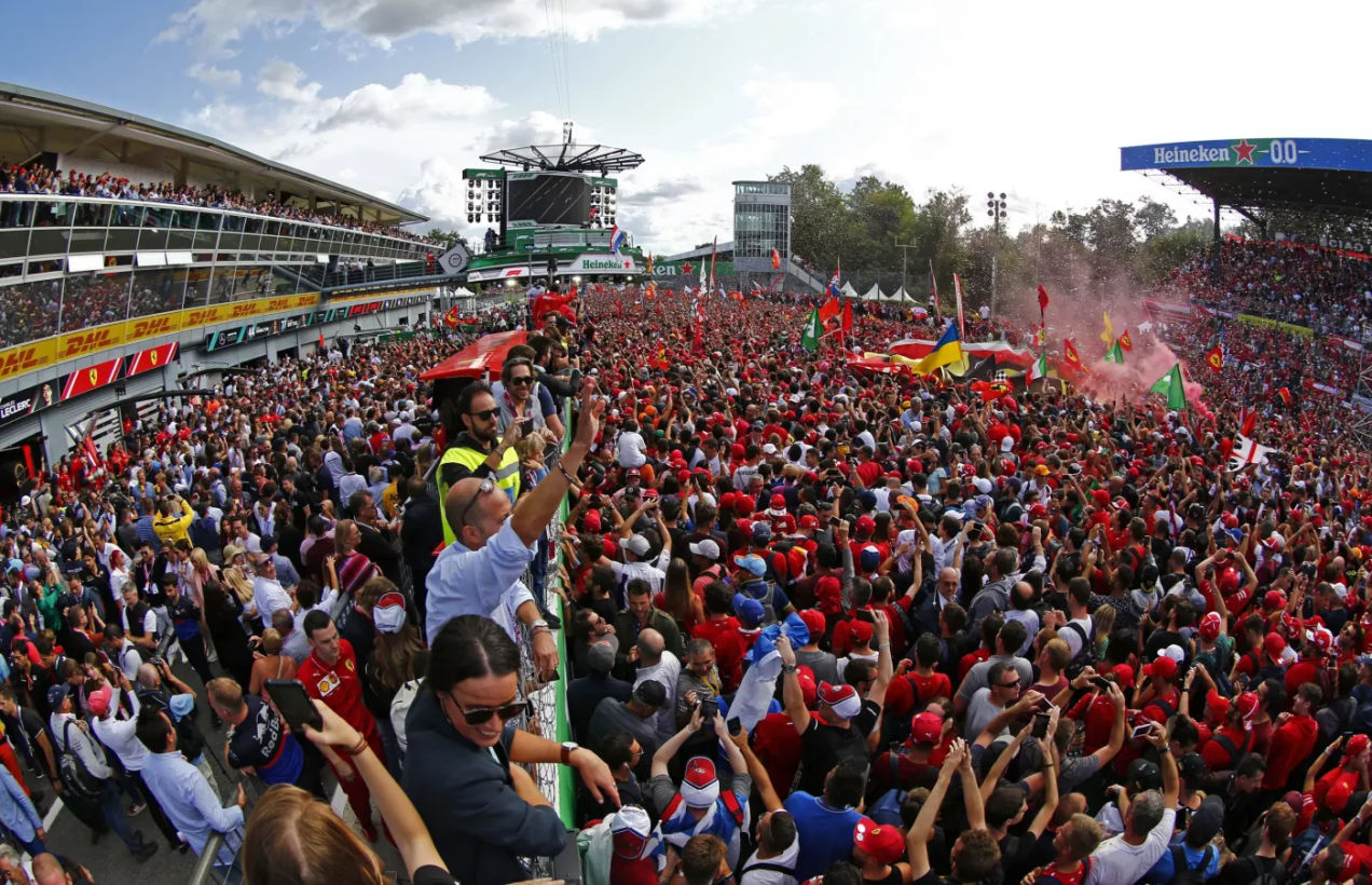 Ferrari tifosi on the track during the Italian GP Monza
