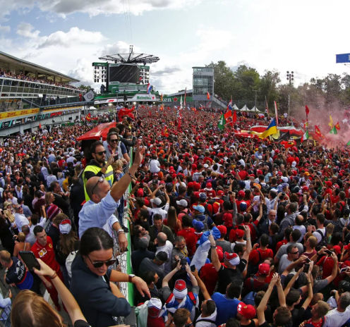 Ferrari tifosi on the track during the Italian GP Monza