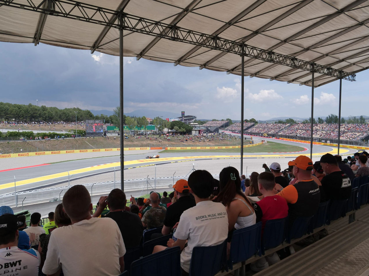 Fans on Grandstand A at the Circuit de Barcelona-Catalunya