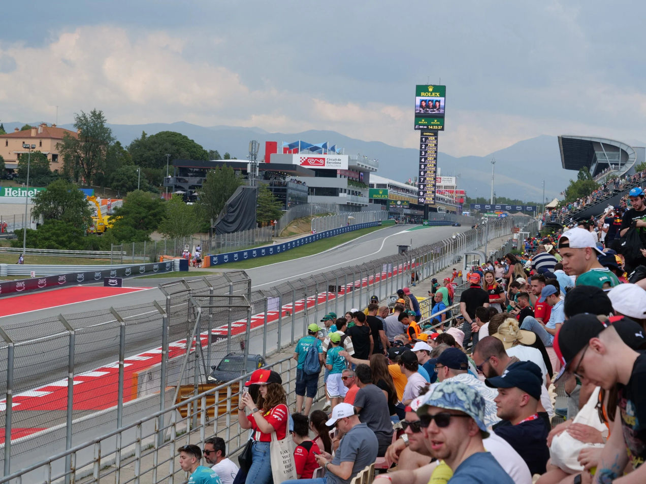 Fans on Grandstand F at the Circuit de Barcelona-Catalunya