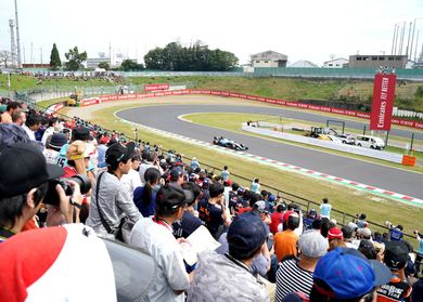 Uitzicht vanaf zitplaats - toegang tot West Area op Suzuka Circuit - GP Japan