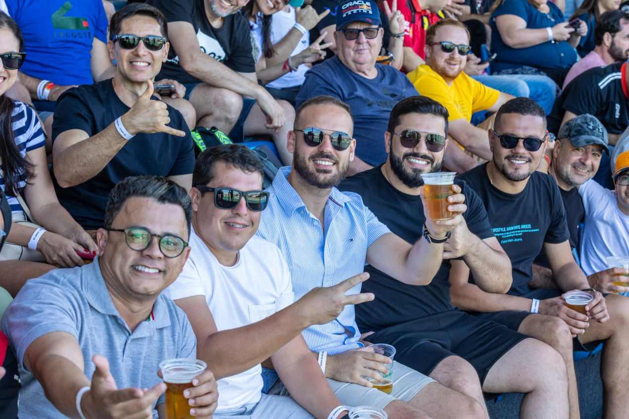 The crowd in Premium Grandstand D at the Brazilian GP