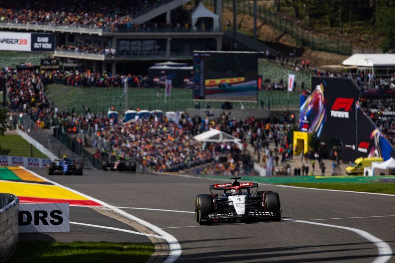 F1 cars race on the Belgian GP circuit
