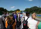 F1 guests are taken on a guided tour of the circuit on a flat bed truck