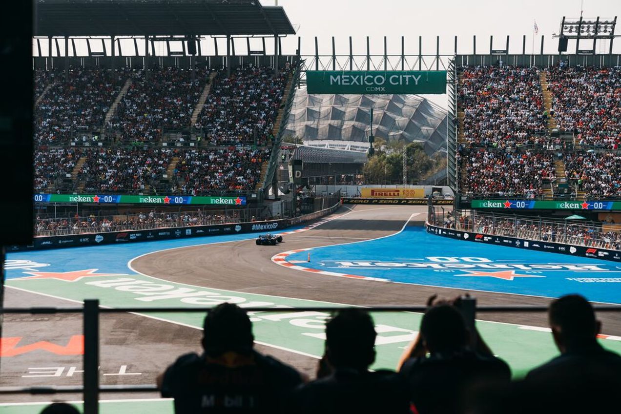 View of the circuit at the Mexican GP from the Paddock Club