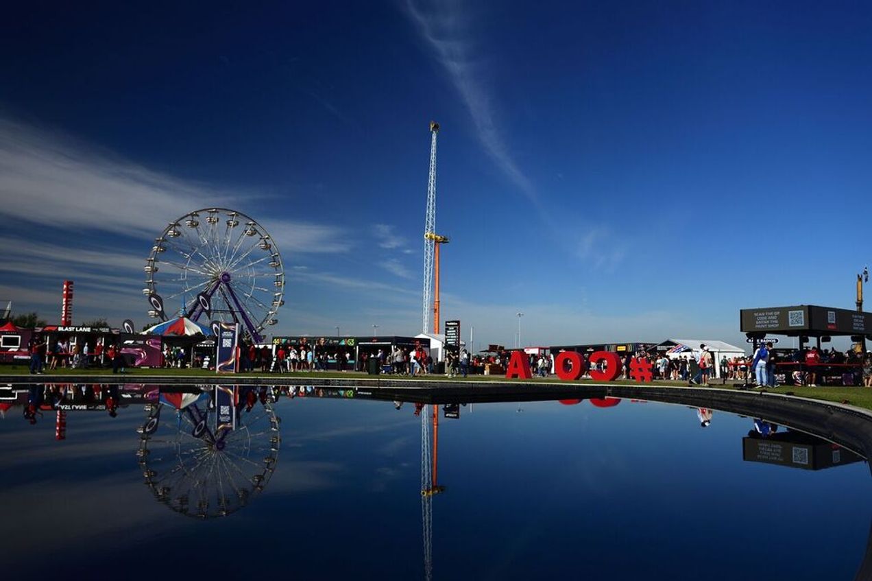 View of the circuit grounds including theme park rides