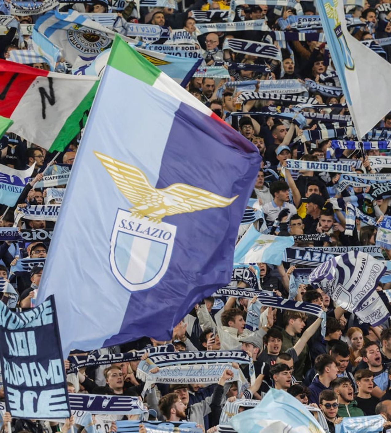 Fans and flag Lazio Roma