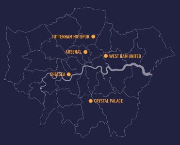 Karte von Stadien in London