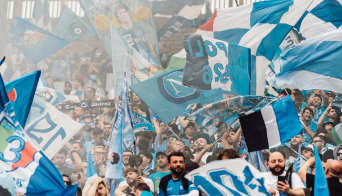SSC Napoli fans cheering at Stadio Diego Armando Maradona
