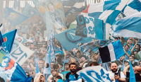SSC Napoli fans cheering at Stadio Diego Armando Maradona
