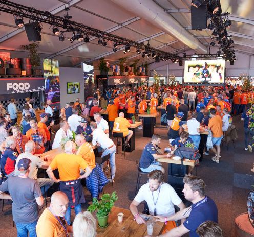 Fans in the Race Home hospitality area on Circuit Zandvoort