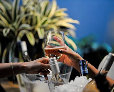 A glass of wine served in the Grand Prix Club at the Brazilian GP