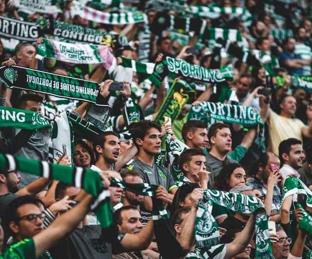 sporting football fans