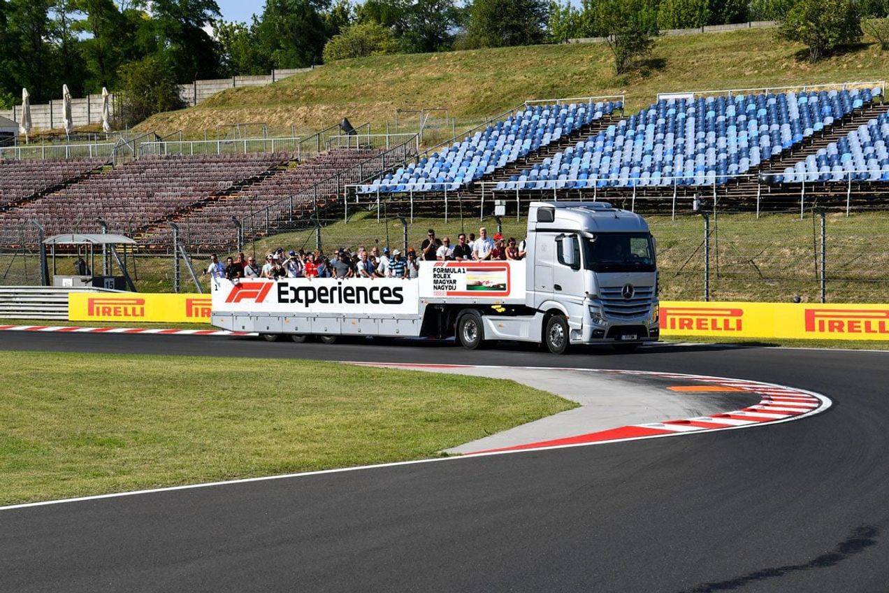 F1 Experiences guests on the back of a truck during the Guided Track Tour on Hungaroring