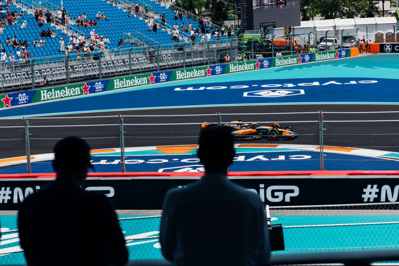 Track view from The Vista at Turn 1 in Sunrise Key during the F1 Miami Grand Prix
