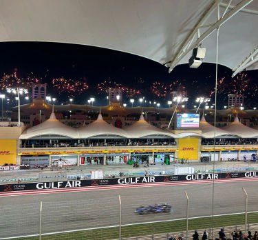 View from the Main Grandstand of Bahrain International Circuit by night - Bahrain GP